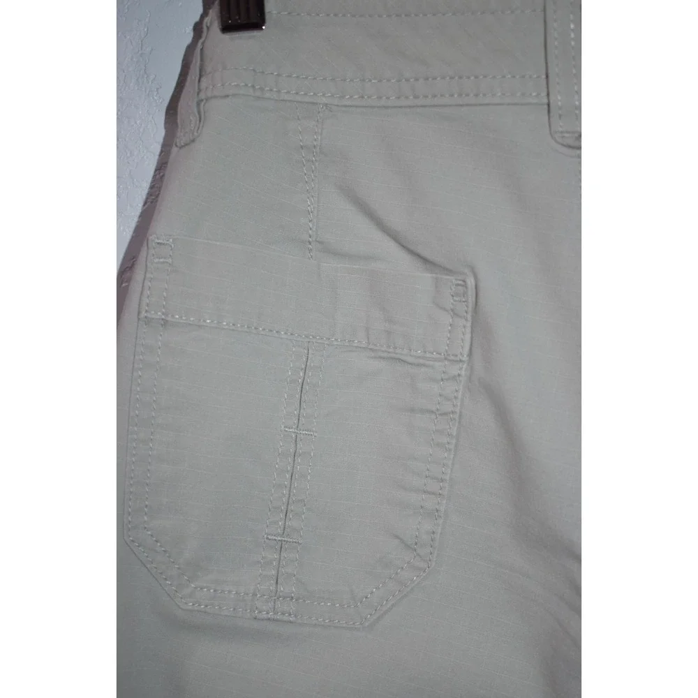 Eddie Bauer Womens 4 Khaki Cargo Capri Pants Drawstring Cuffs Stretch Cotton - Picture 9 of 16